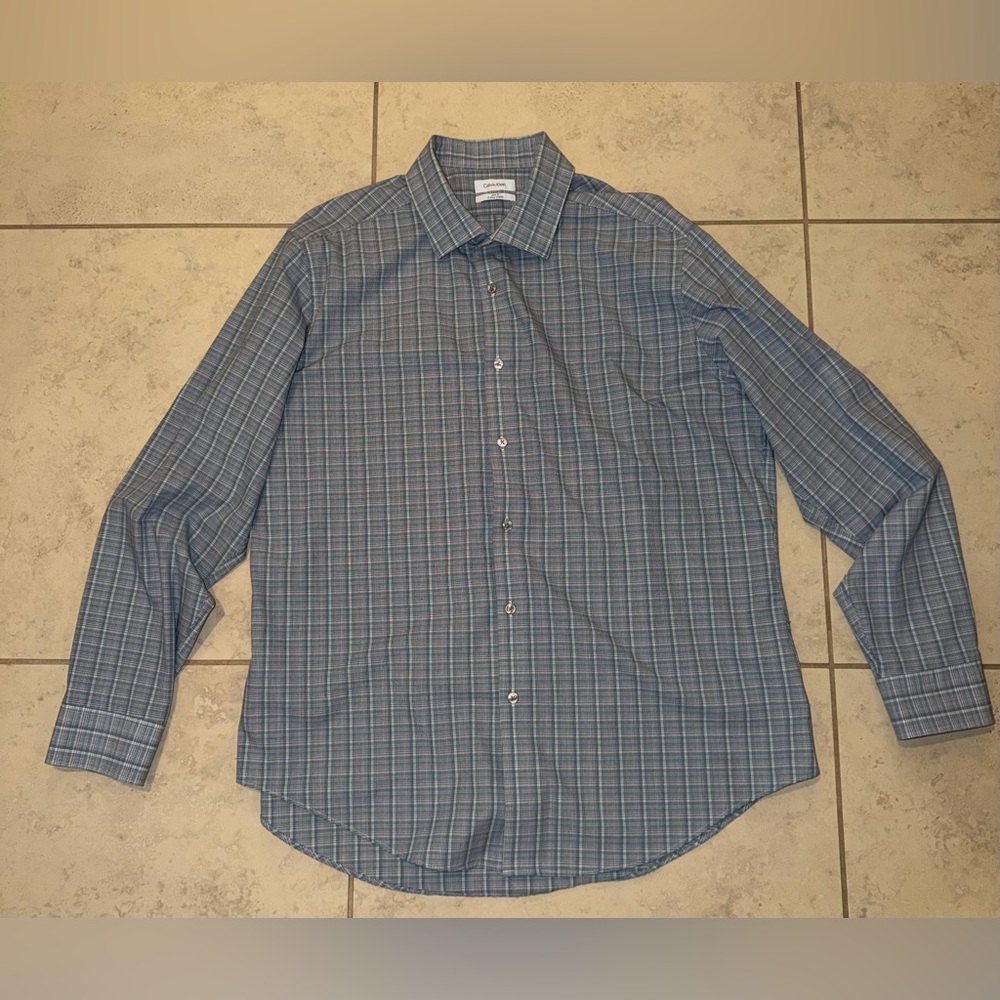 Calvin Klein Men's Slim Fit 4-Way Stretch Plaid Button Down Shirt - XL